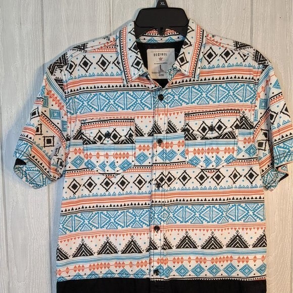 Decibel South West Print Button Front Short Sleeve Shirt EUC SZ L - Picture 5 of 6
